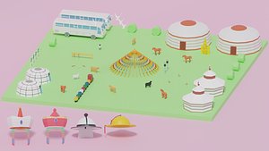 Cartoon Mongolian Grassland Pack