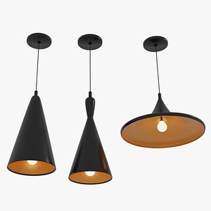3 black and gold pendant lights