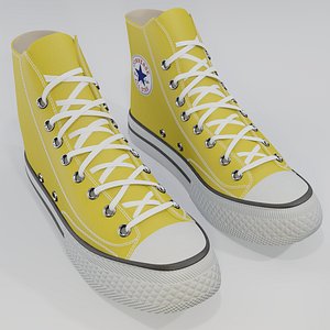 Basketball Leather Shoes Converse All Star Yellow 3D model