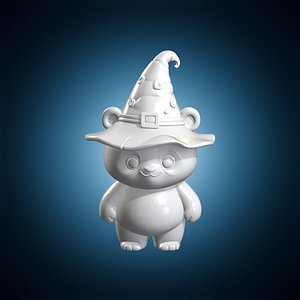 Chibi Panda Wizard 3D Print Model 3D model