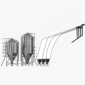 3D Farm Silo Automatic Feeding System