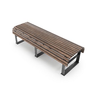 Weathered Outdoor Park Bench 20