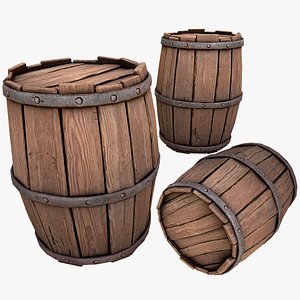 Medieval Wooden Barrel model