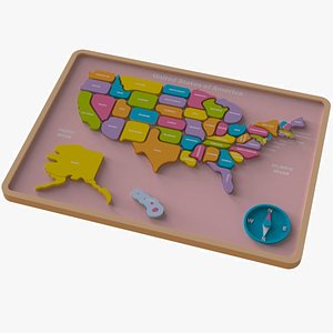 USA Map Puzzle 3D model