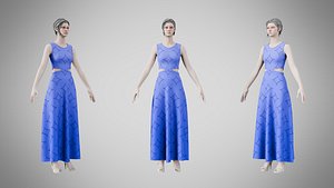 Dress 31 Very Light Blue With Design 3D
