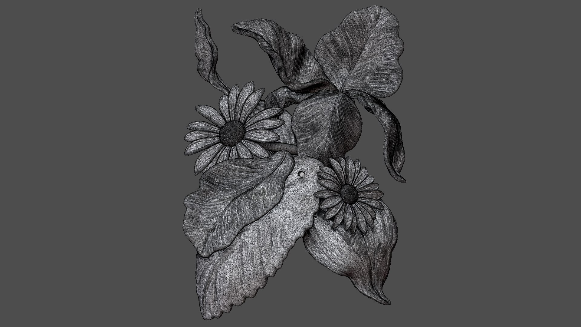 3D Wall Decoration Flower Leaves Model - TurboSquid 2066376