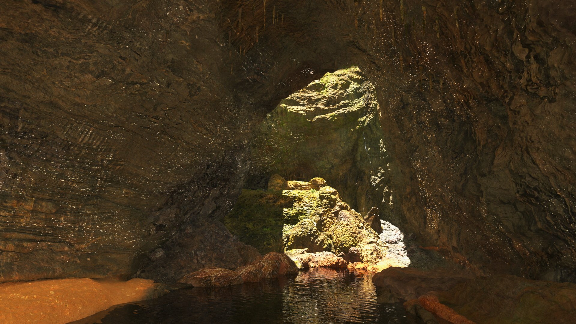 Cave with Underground Lake 3D model preview
