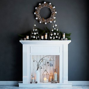 3d fireplace fir christmas model