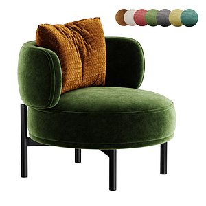 akiko lounge armchair set 6 color 3D model