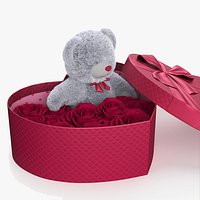 Giftware Heart Box with Plush Bear and Roses Fur for Cinema 4D