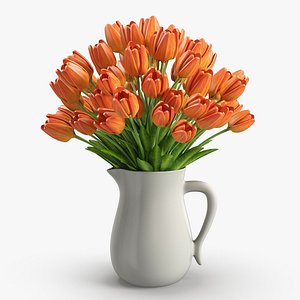 3D orange tulips jug
