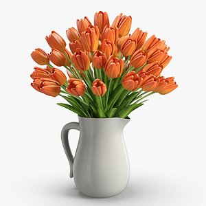 3D orange tulips jug