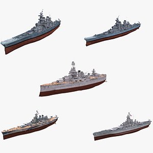 3D model US Navy battleship collection