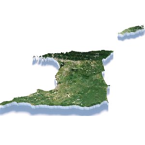 3D Trinidad and Tobago Terrain Map