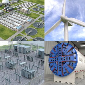 3 Industrial Models PBR 3D model