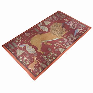Vintage Red Lion Rug Carpet