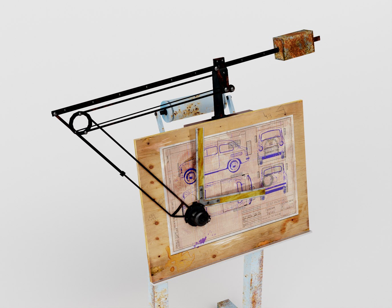 Old Damaged Drawing Board With Blueprint List Al5 3D Model - TurboSquid ...