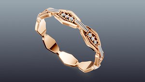 3D Diamond Chain Link Ring model