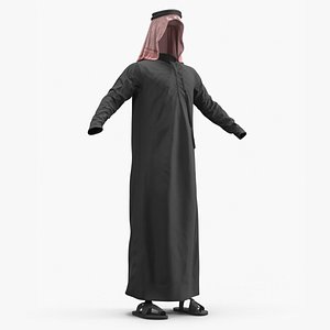 3D Traditional Arabian Men Clothing Black