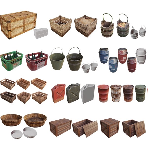 PBR Storage Props Medieval House Props pack GameReady Modelo 3D ...