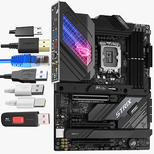 Detailed Motherboard With Cables