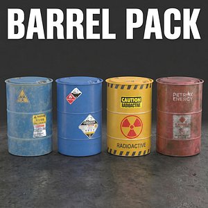 3D Hazardous Industrial Barrel Pack model