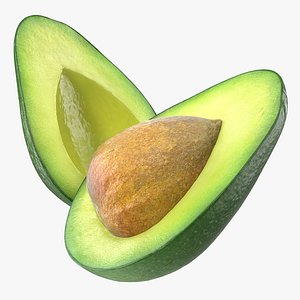 avocado cut half seed 3D model