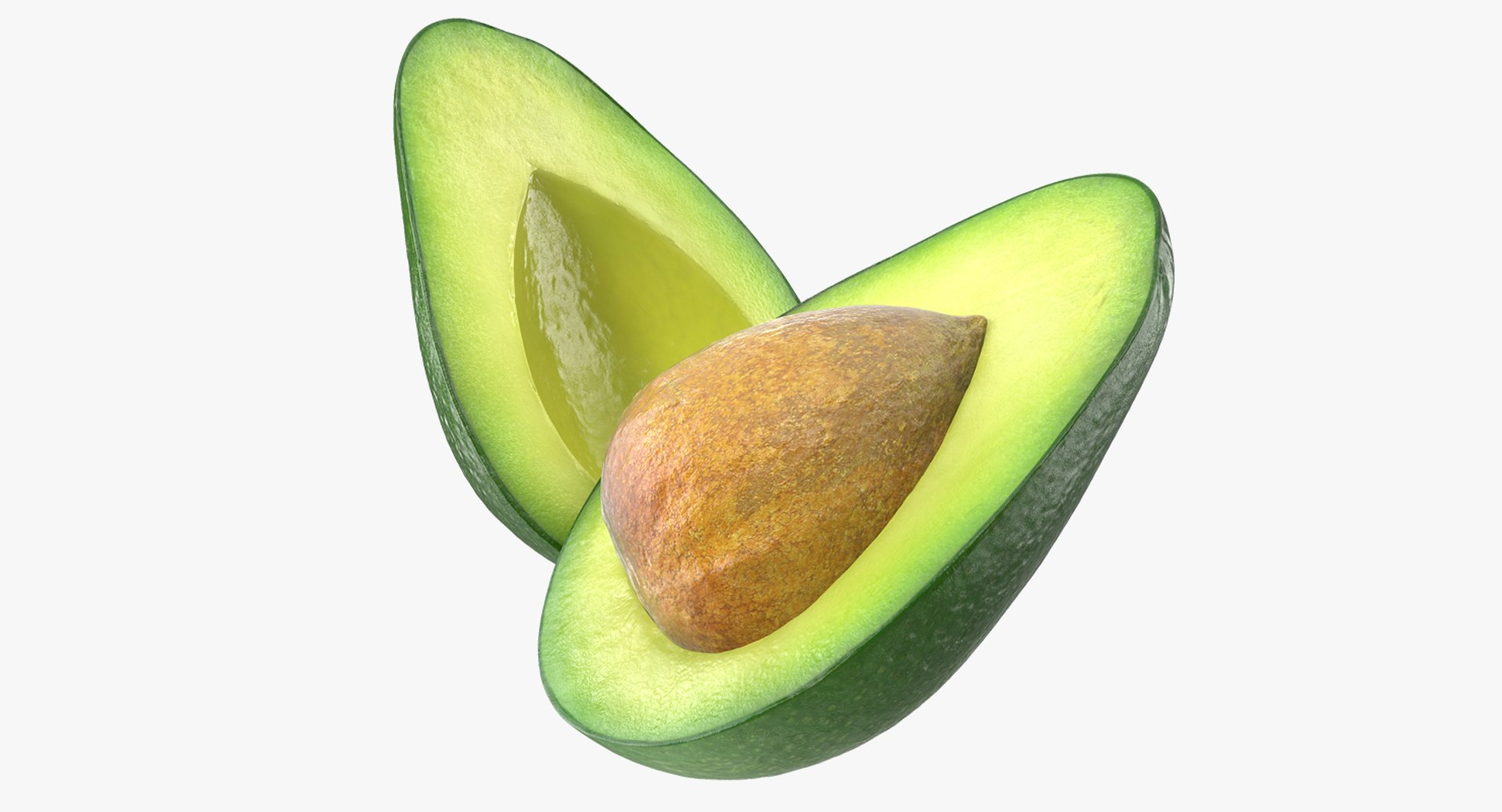Avocado Cut in Half with Seed 3D model preview