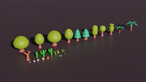 nature items low poly 3D model
