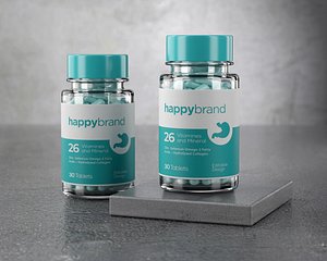 Medicine transparent Jar with Pills model