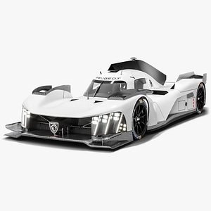 Peugeot 9X8 LMH Hypercar WEC Season 2023 White Mockup