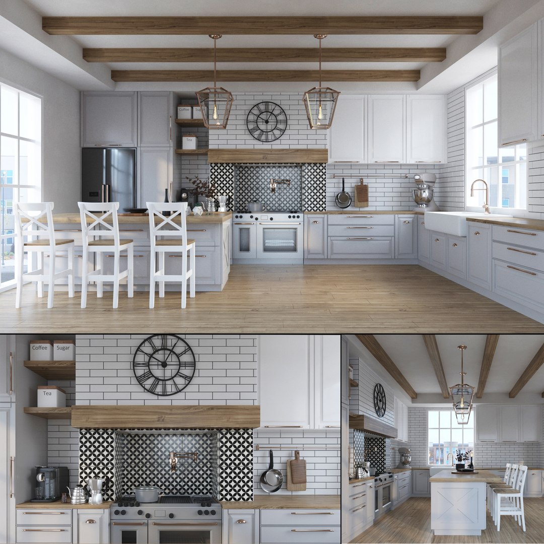 Modern American Kitchen Interior 3D Model - TurboSquid 2006327