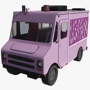 3D model ice cream truck pink