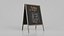 Customizable Wooden A-Frame Wide Chalkboard Sign 3D model