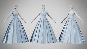 Dress 49 Light Blue 3D model