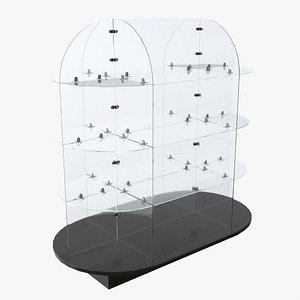 3D Store oval glass double sided display shelf