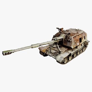 Destroyed 2S19 Msta 152 mm self-propelled howitzer 3D model