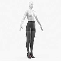 Womens Sheer Tights with Pumps on Mannequin Black
