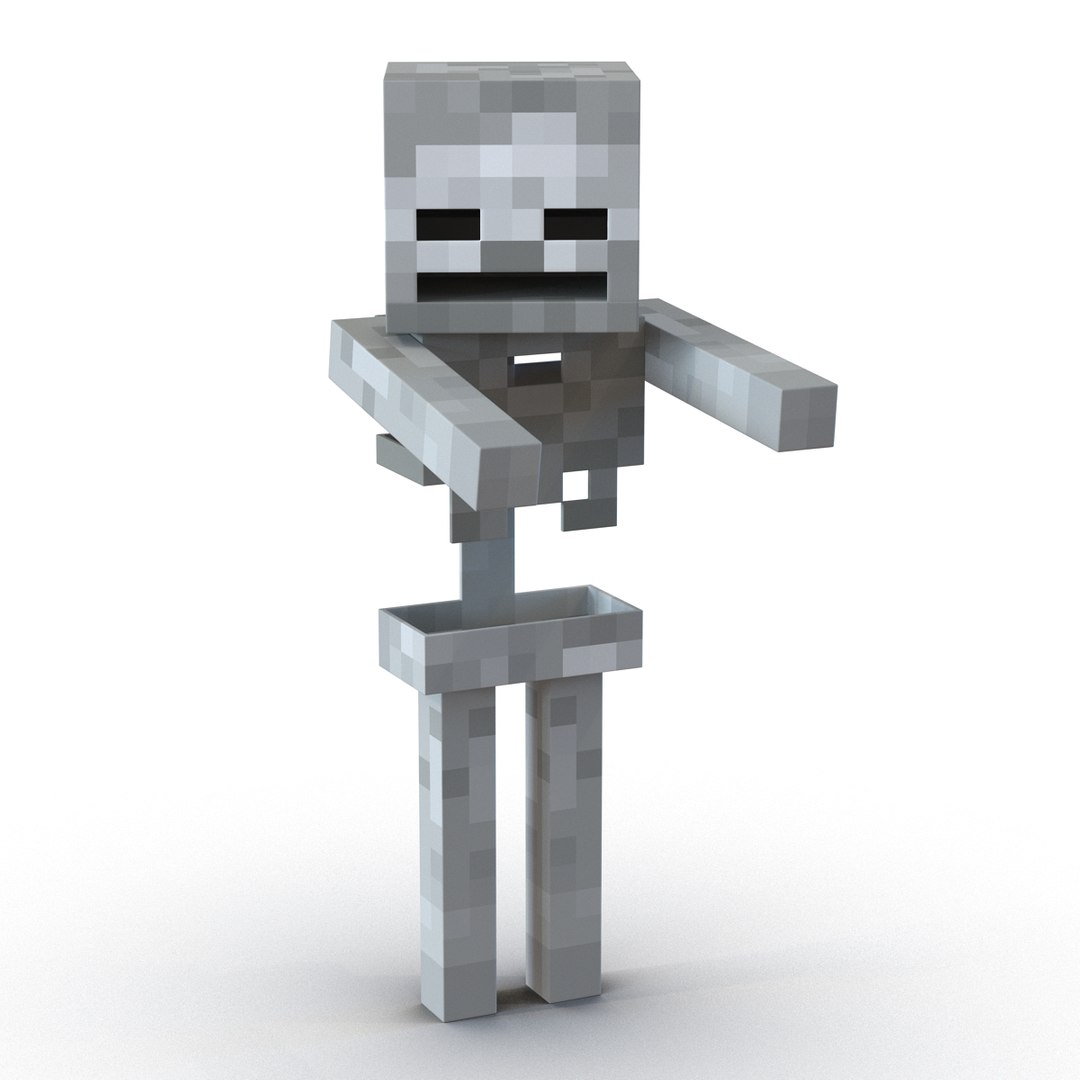 3d minecraft skeleton rigged model