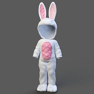3d model child rabbit outfit rigged