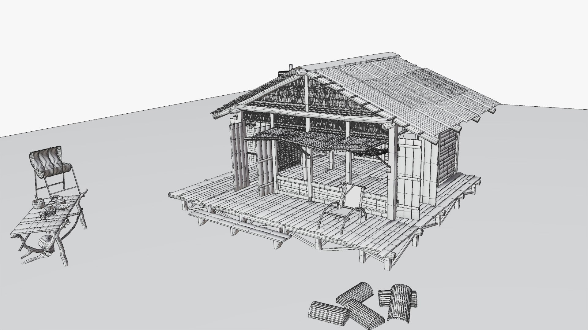 tropical island hut 3D model https://p.turbosquid.com/ts-thumb/5X/fVD1G7/hIRFeS3k/wireframe_00003/jpg/1588020693/1920x1080/fit_q87/2c1840c268629e2c159e5bd0db545f258883a479/wireframe_00003.jpg