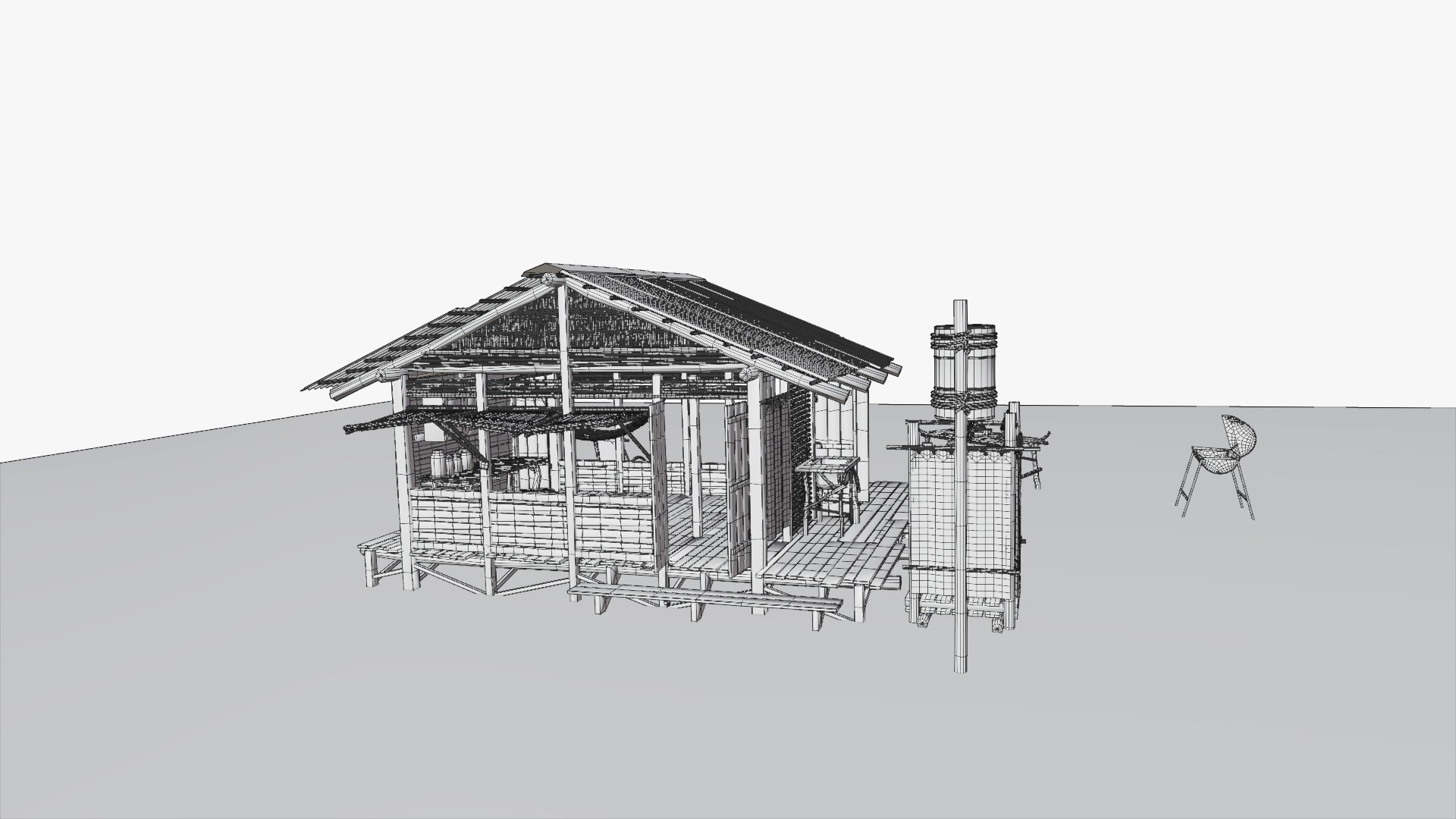 tropical island hut 3D model https://p.turbosquid.com/ts-thumb/5X/fVD1G7/nkZwWMvC/wireframe_00019/jpg/1588020694/1920x1080/fit_q87/68a9250cdd25e847598e4b8a77d8d7cbd20ec3d6/wireframe_00019.jpg