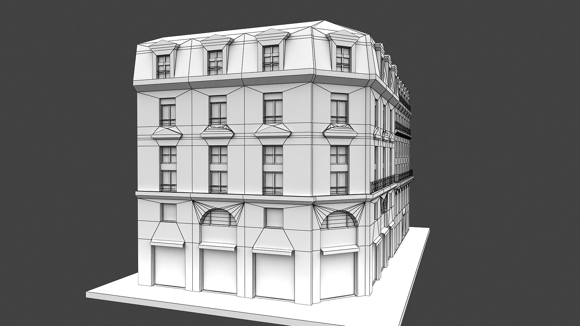 Typical Parisian Corner Building 04 3D model - TurboSquid 1717175