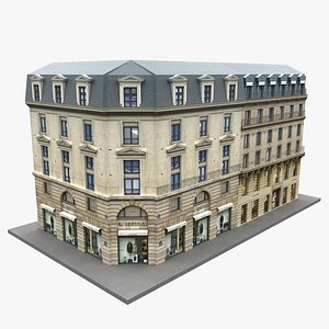 Typical Parisian Corner Building 04 3D model