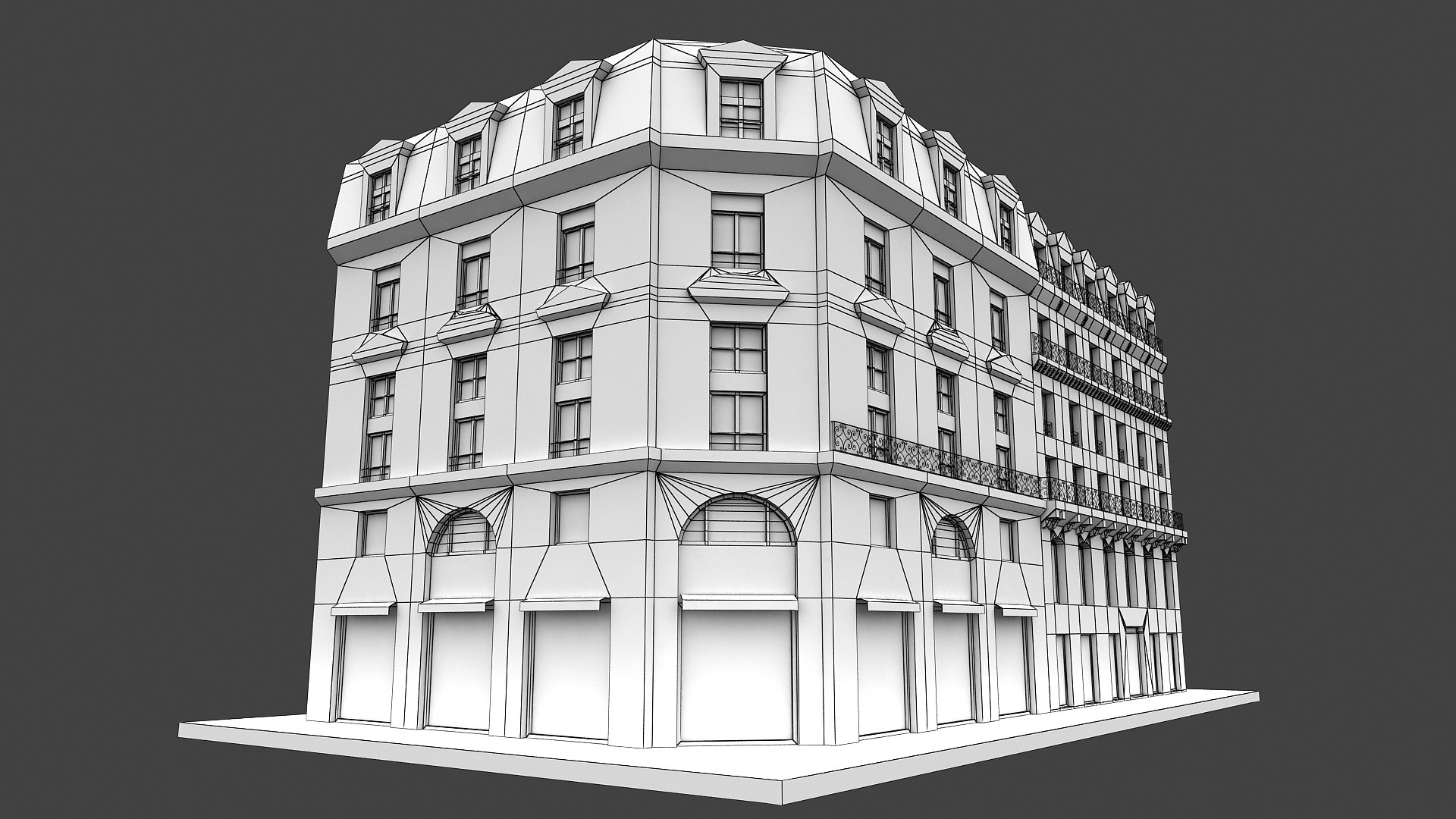 Typical Parisian Corner Building 04 3D model - TurboSquid 1717175