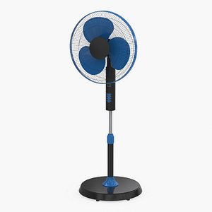 3D Dark Blue Pedestal Fan