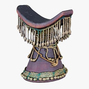 3D model Headrest Africa Wood Furniture Prop 36 Remastered
