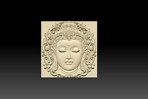 3D Lord Buddha face 3D STL model for CNC curving and 3d Printing