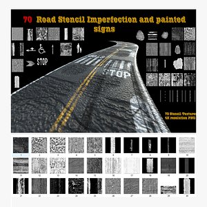 3D 70 Road Stencil Imperfection and painted sign