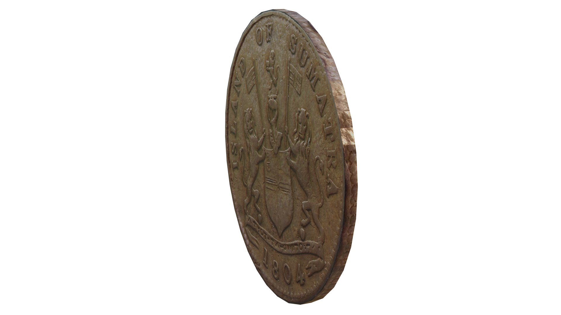 3D Indonesian 1 Keping Coin 1804 Antique Currency Design Model ...